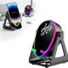Haut-parleur Bluetooth à induction sans fil 5 en 1 180 ° Amplificateur de son stéréo rotatif support de téléphone portable à chargement sans fil mains libres