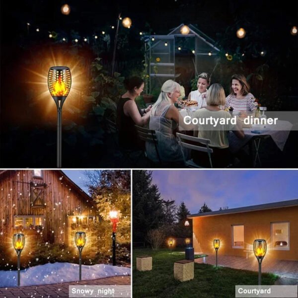 3 Torche LED solaire rechargable a flamme de feu