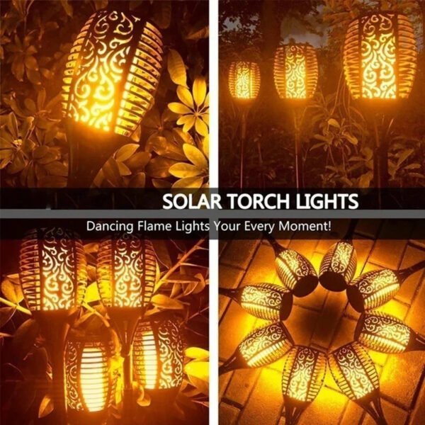 4 Torche LED solaire rechargable a flamme de feu