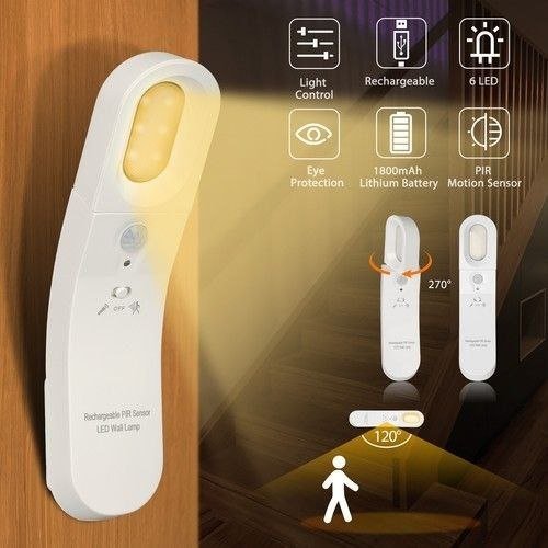 Lamp LED rechargable de nuit pour salon couloir avec detecteur de mouvement