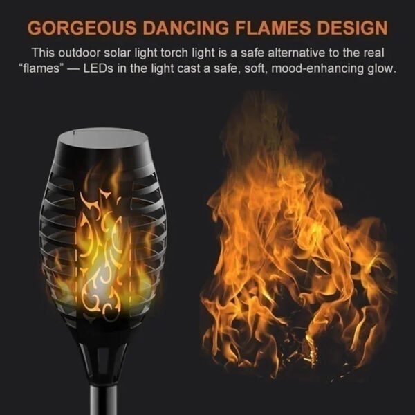 6 Torche LED solaire rechargable a flamme de feu