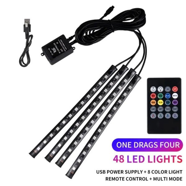 Lumières d'ambiance universelles RGB pour voiture 4 bandes LED