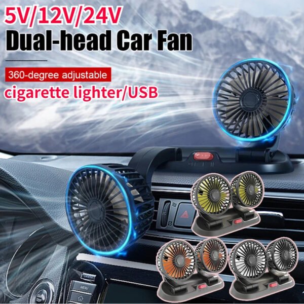Ventilateur électrique automobile réglable à double tête de refroidissement de voiture 24V 360 °